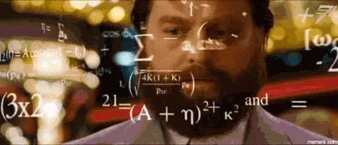 Man thinking with flying equations and numbers