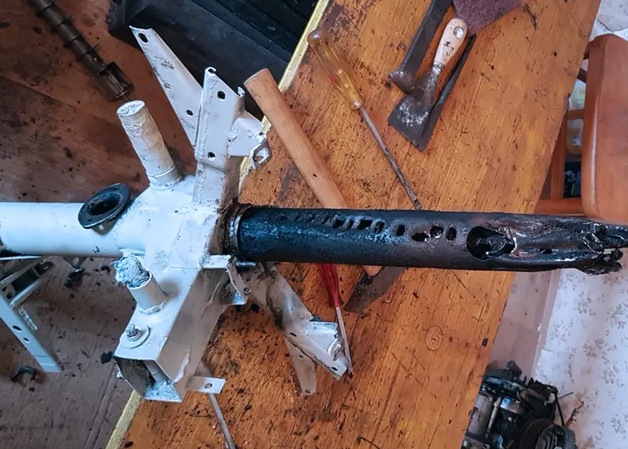 The inner part of the motorcycle exhaust