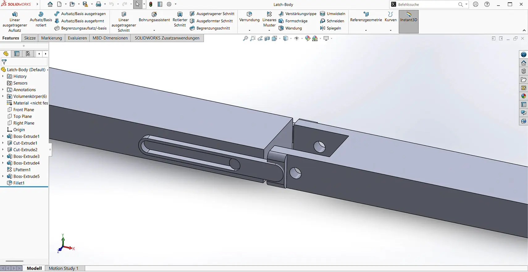 CAD screen of my latch design