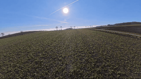 Drone flight over fields
