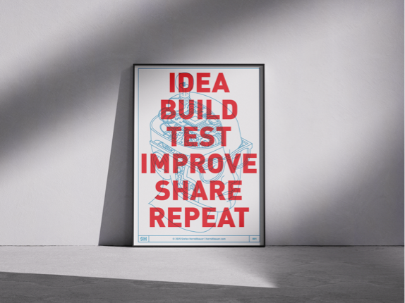 Maker Poster mounted in a frame standing on a wall