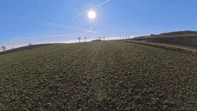 Drone flight over fields