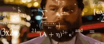 Man thinking with flying equations and numbers